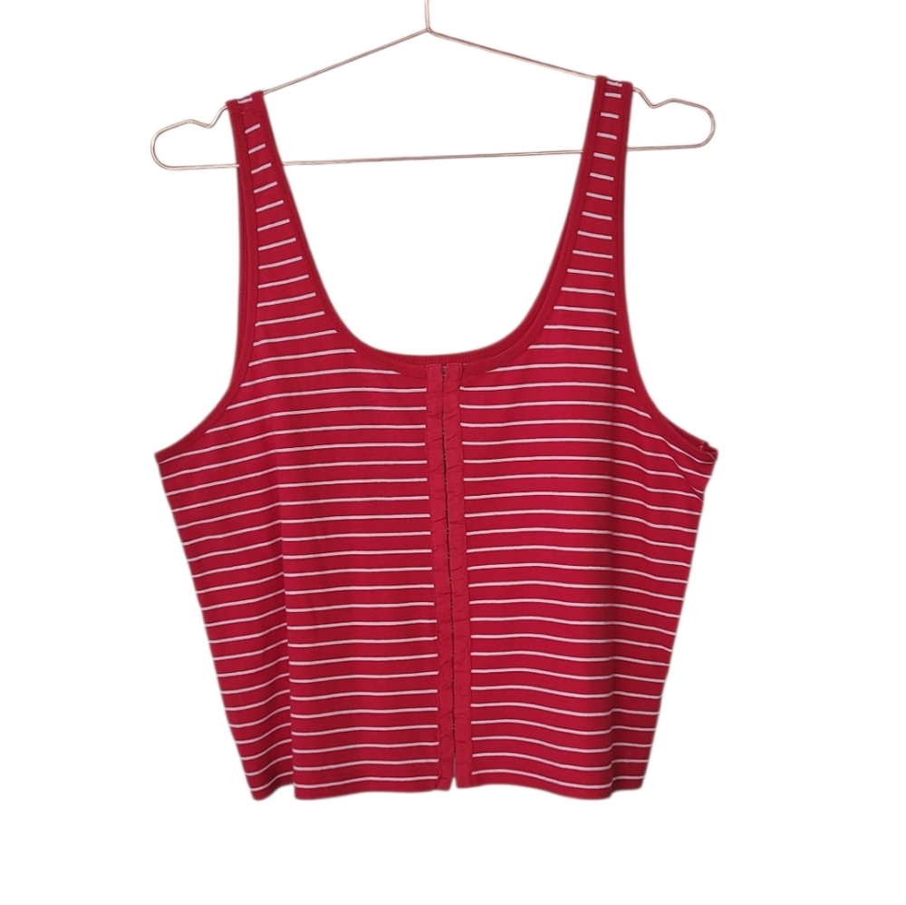 Pilcro ANTHROPOLOGIE Red White Stripe Scoop Neck Tank Top Size XL